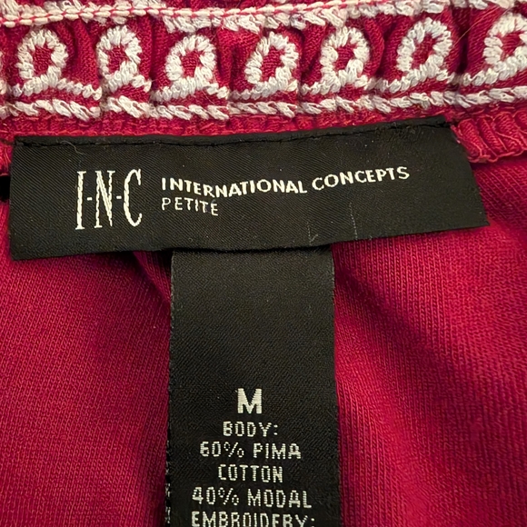 INC International Concepts Red and White Embroidered Top - Picture 9 of 10